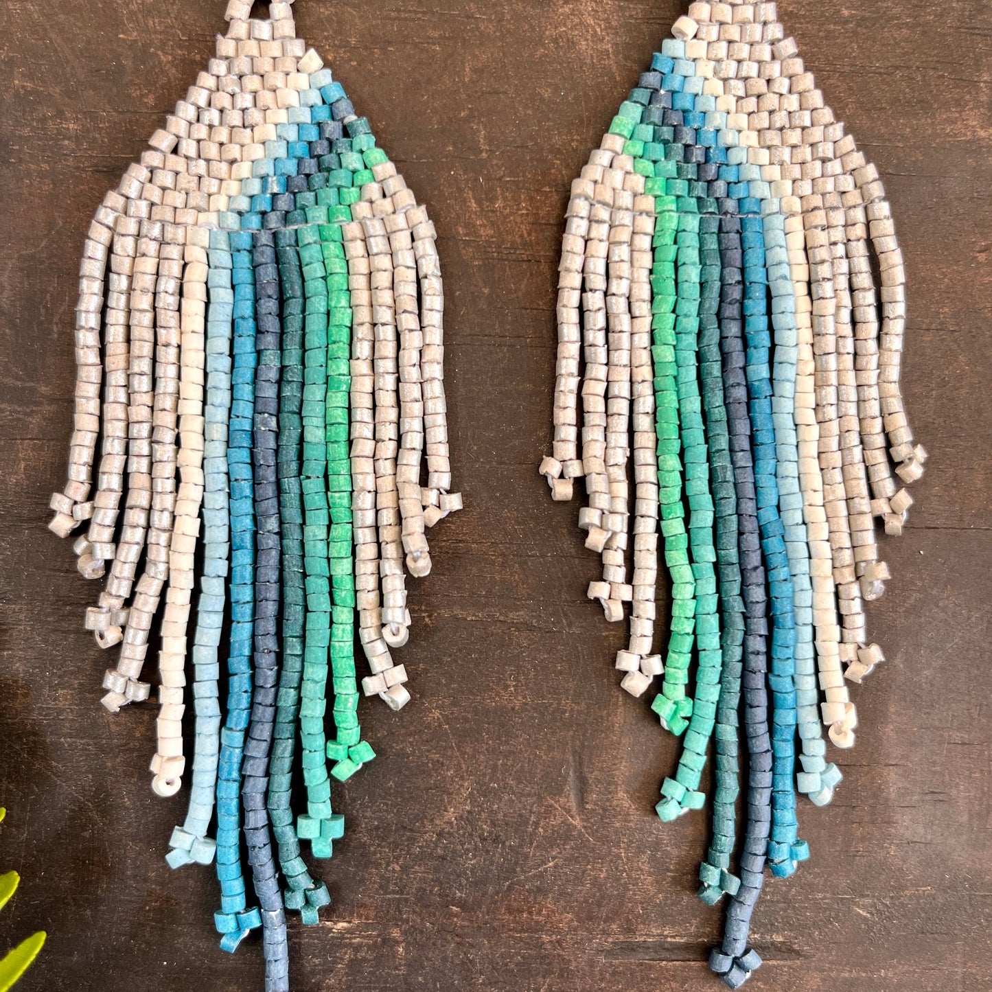 Symmetrical Beaded Earrings with Ombre Design