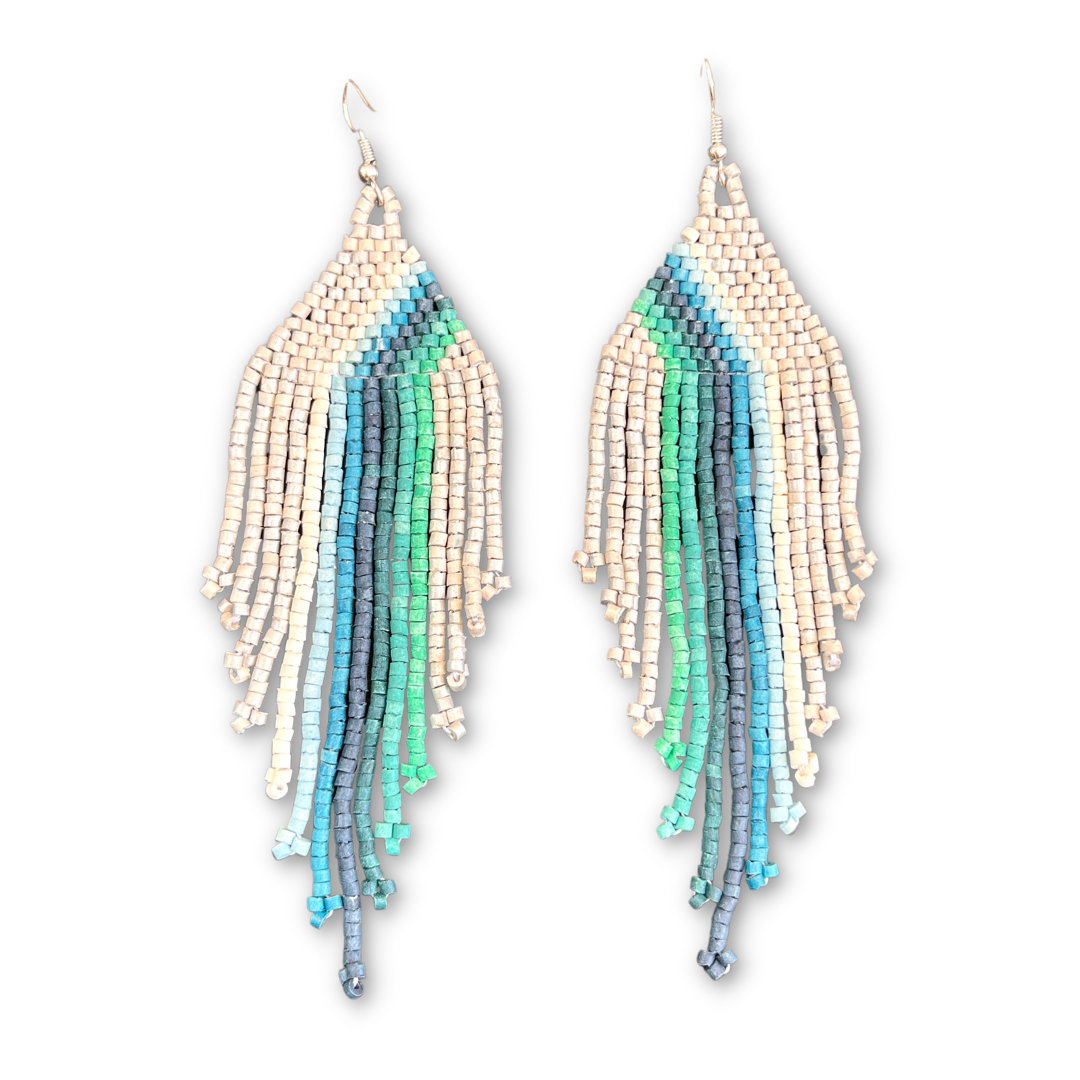 Symmetrical Beaded Earrings with Ombre Design