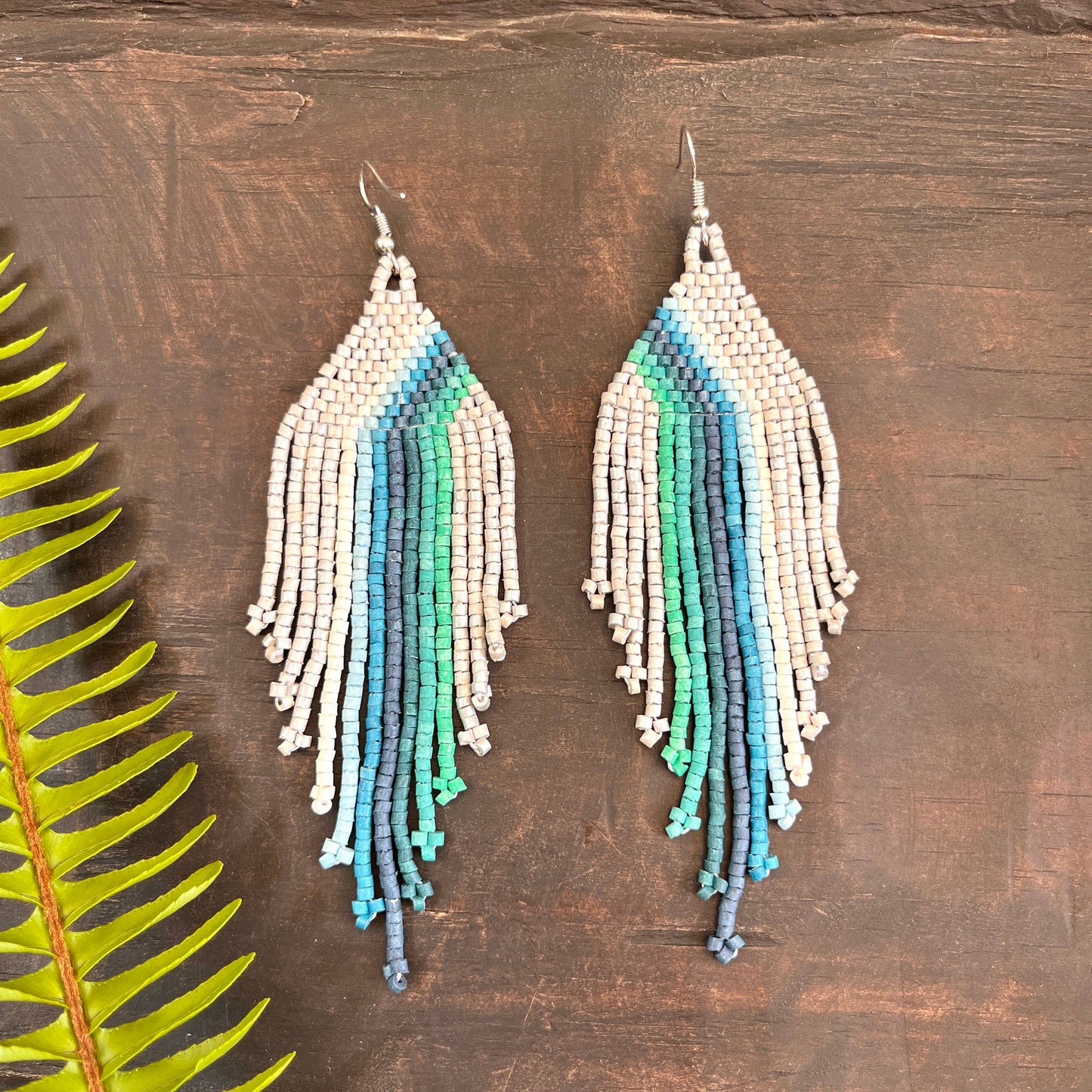Symmetrical Beaded Earrings with Ombre Design