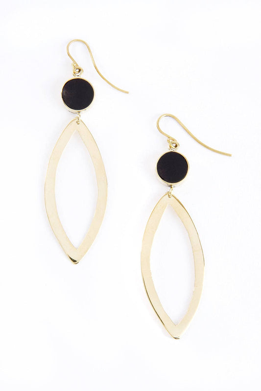 Kenyan Brass and Cow Horn Keen Eye Earrings