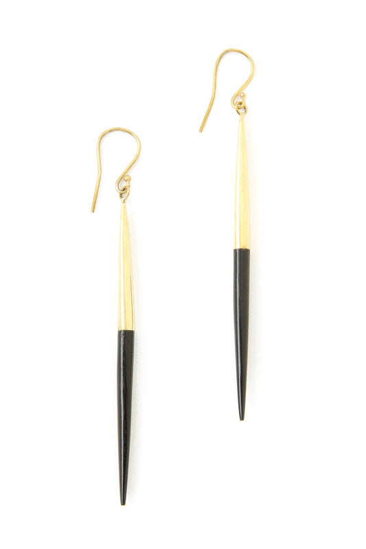 Kenyan Brass & Cow Horn Javelin Earrings