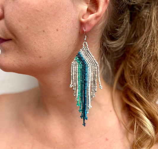 Symmetrical Beaded Earrings with Ombre Design