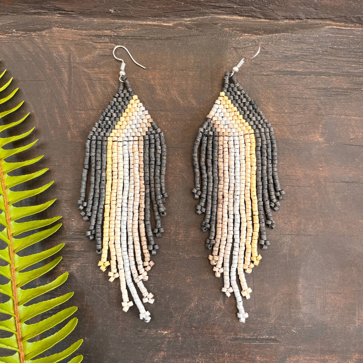 Symmetrical Beaded Earrings with Ombre Design