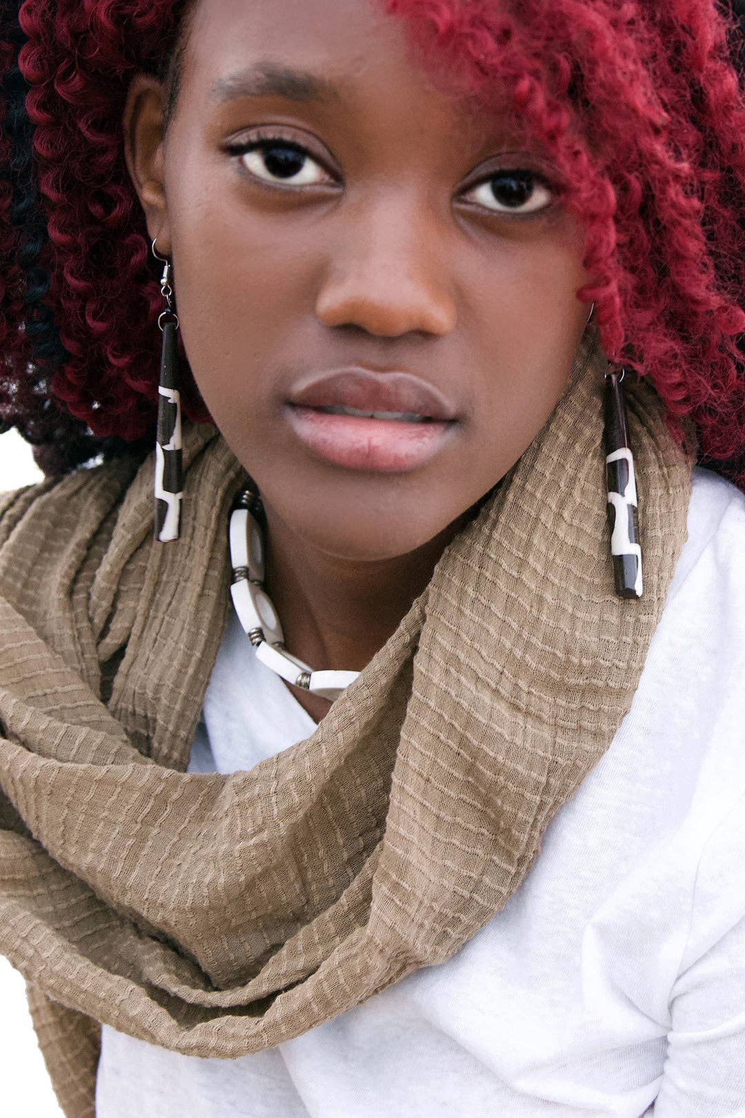 Kenyan Cow Bone Block Print Earrings