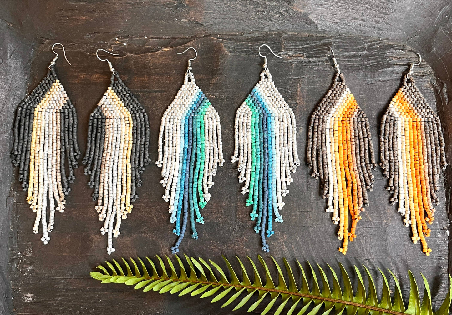 Symmetrical Beaded Earrings with Ombre Design