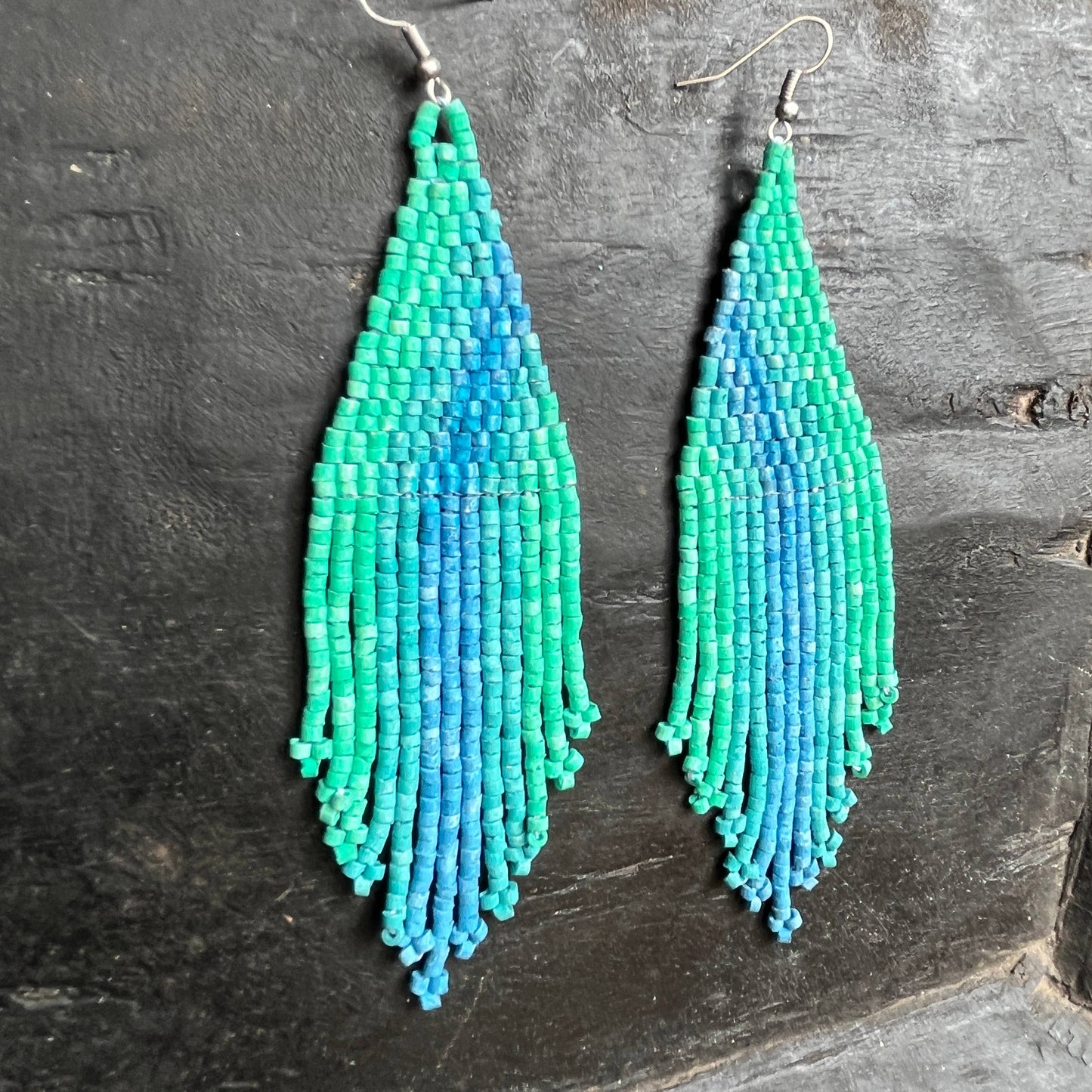 Lightweight Fringe Earrings in Elegant Turquoise Ombre